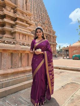 AMRUTKALA SAREES - Purple Designer Banarasi Silk Kanjivaram Saree with Unstitched Blouse