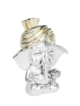 Shaze - The Acuity Baby Ganesha Religious Idol Decor Base Material Resin and Silver Plated