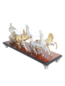 Shaze - Roma Chariot Horse Decor for Home Base Material Resin and Silver Plated