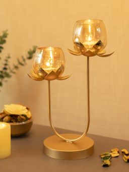Voncasa - 2 Lotus Mercury Votive Candle Holder for Table