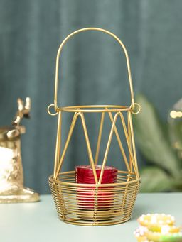 Voncasa - Golden Woven Wire T-Lite Holder