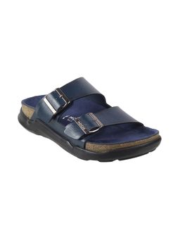 Mochi - Mens Blue Flat ChappalsMochi Solid Blue Sliders