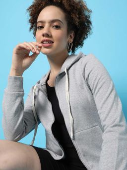 Campus Sutra - Womens Grey Zipper Sweatshirt