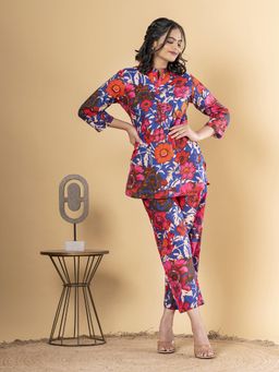 Readiprint - Curved Style Cotton Blend Blue Co-Ord Set (Set of 2)