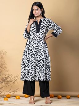 Readiprint - Straight Style Cotton Blend Black Kurta And Pant (Set of 2)