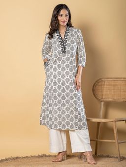 Readiprint - Straight Style Cotton Flex Black Kurta And Palazzo (Set of 2)