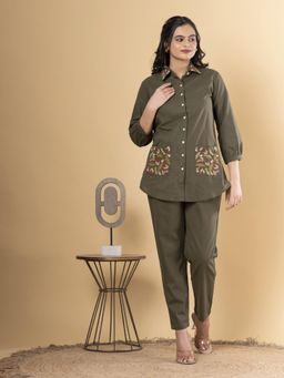 Readiprint - Curved Style Cotton Flex Green Co-Ord Set (Set of 2)