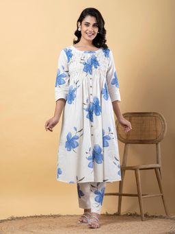 Readiprint - A Line Style Cotton Off White Kurta and Pant (Set of 2)