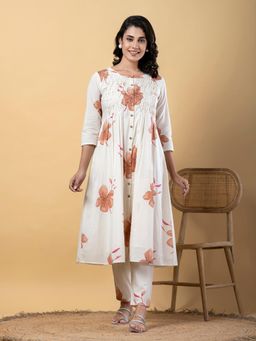 Readiprint - A Line Style Cotton Off White Kurta and Pant (Set of 2)