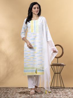 Readiprint - Straight Style Cotton Yellow Kurta and Pant with Dupatta (Set of 3)