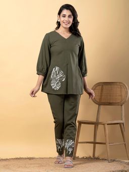 Readiprint - Straight Style Cotton Flex Green Co-Ord Set (Set of 2)