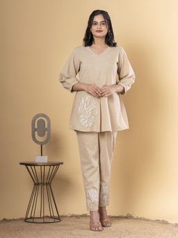 Readiprint - Straight Style Cotton Flex Beige Co-Ord Set (Set of 2)