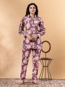 Readiprint - Shirt Style Cotton Flex Mauve Co-Ord (Set of 2)