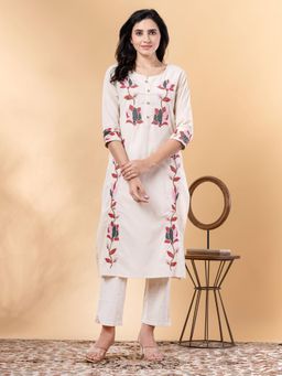 Readiprint - Straight Style Cotton Flex Pink Kurta and Pant (Set of 2)