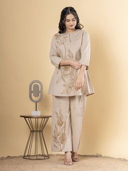 Readiprint - A Line Style Cotton Flex Beige Co-Ord (Set of 2)