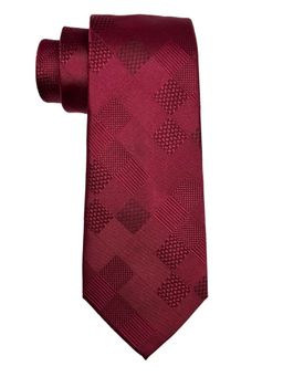 The Tie Hub - Burgundy Checkered Silk Elegant Textured Design Tie for Men