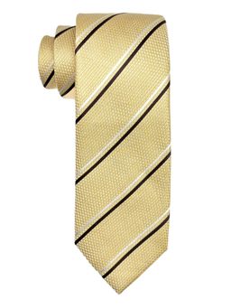 The Tie Hub - Pure Silk Light Yellow Striped Formal Tie for Men