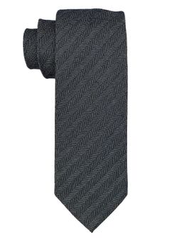 The Tie Hub - Men's Navy Blue Herringbone Silk Tie