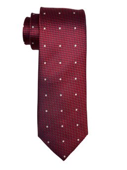 The Tie Hub - Red & Black Micro-Checkered Silk with White Polka Dots Tie