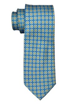 The Tie Hub - Light Blue & Yellow Geometric Silk Tie for Men