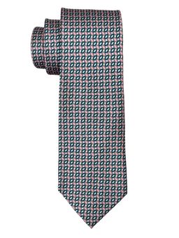 The Tie Hub - Pink & Blue Geometric Silk Tie for Men