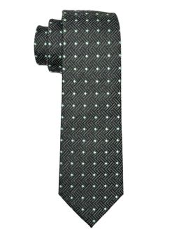 The Tie Hub - Grey with Mint Green Dots Tie