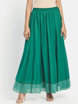 Fabindia - Green Cotton Flared Full Elasticated Ghera Skirt