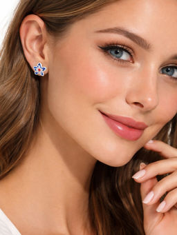 Miora - Blue White Star Stud Earrings