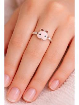 Miora - Pink Bow Bear Enamel Ring