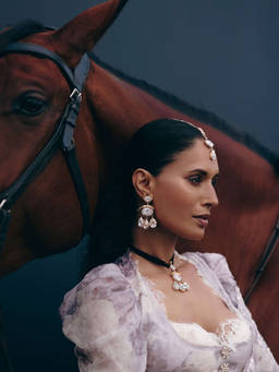Outhouse - Leopard Crystal Drop White Earrings