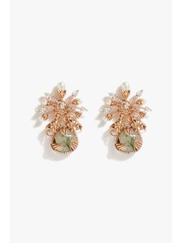 Outhouse - Le Leopard Celestial Green Studs Earrings