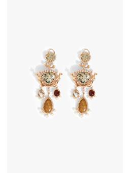Outhouse - The Wild Empress Statement Green Earrings