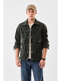 Snitch - Olive Textured Full Sleeves Regular Casual Jacket