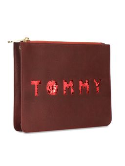 Tommy Hilfiger - Maritza Womens Leather Embellished Sling Burgundy