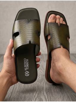 Alberto Torresi - Mens Green Textured Sandals