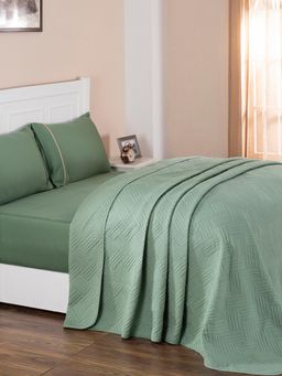 Maspar - Colorart Eliott Jacquard 100GSM Cotton Basil Single Quilt