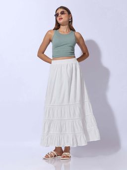 SHOWOFFFF - Women's White Maxi Skirt