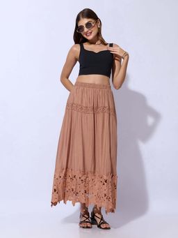 SHOWOFFFF - Women's Brown Maxi Skirt