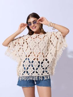 SHOWOFFFF - Women's Crochet Cream Top