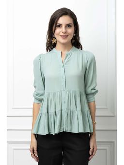 Beatnik - Green Peasant Top