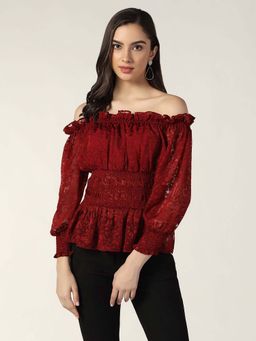 Beatnik - Maroon Cinched Waist Top