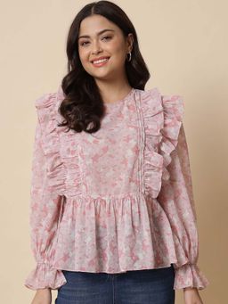 Beatnik - Rose Pink Peplum Top