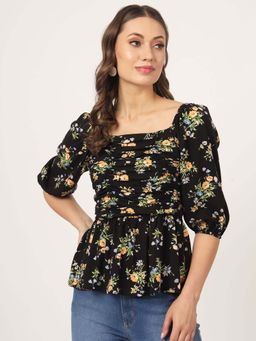 Beatnik - Black Blouson Top