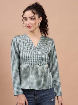 Beatnik - Dark Sea Green Wrap Top