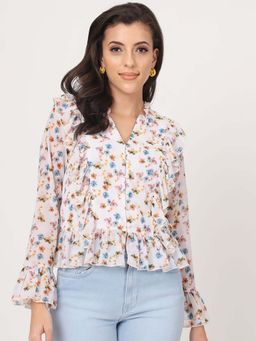 Beatnik - White Blouson Top