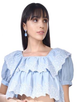 Beatnik - Sky Blue Layered Crop Top