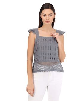 Beatnik - Grey Peasant Top