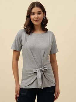 Beatnik - Grey Cinched Waist Top