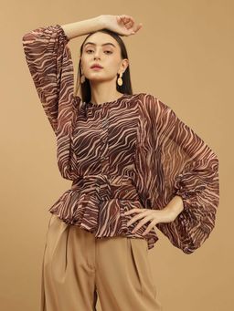 Beatnik - Brown Blouson Top