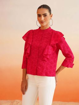 Beatnik - Hot Pink Shirt Style Top